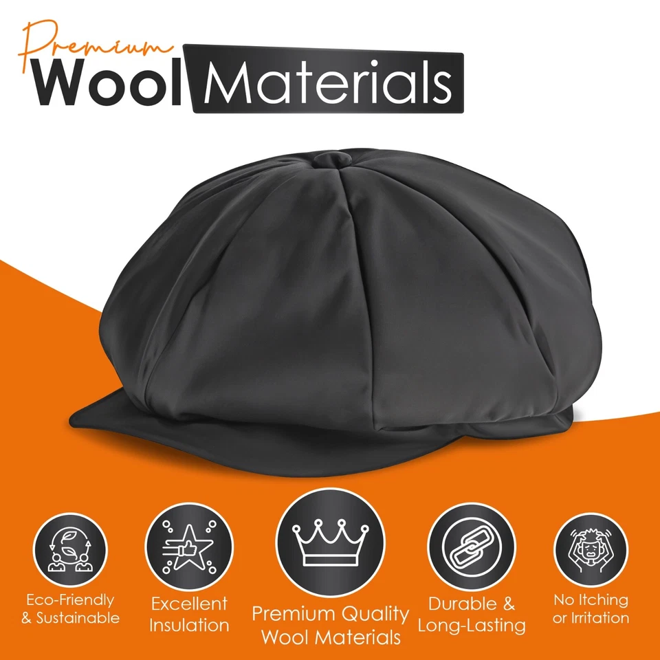  Applejack Newsboy Cabbie Gatsby (no es una manzana normal) de gran tamaño 100 % lana 8 paneles Foto 3 de 4