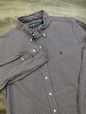 RALPH LAUREN Men's Large Purple Gingham Check Long Sleeve Button Up Shirt