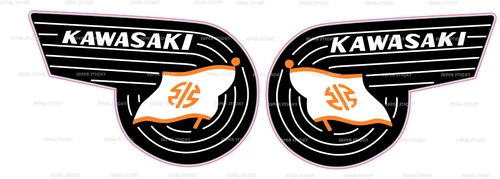 Kawasaki Retro Old Logo Set of 2 Left Right Vinyl Sticker Decal Motorcycle Wall