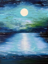 Blue Nights  - 2025 Original Oil Painting - 24" x 18" x 2" stretched