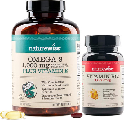 High-Potency 1000Mg Omega 3 600Mg EPA 400Mg DHA Vitamin E 180Ct & 1000Mcg Vit...