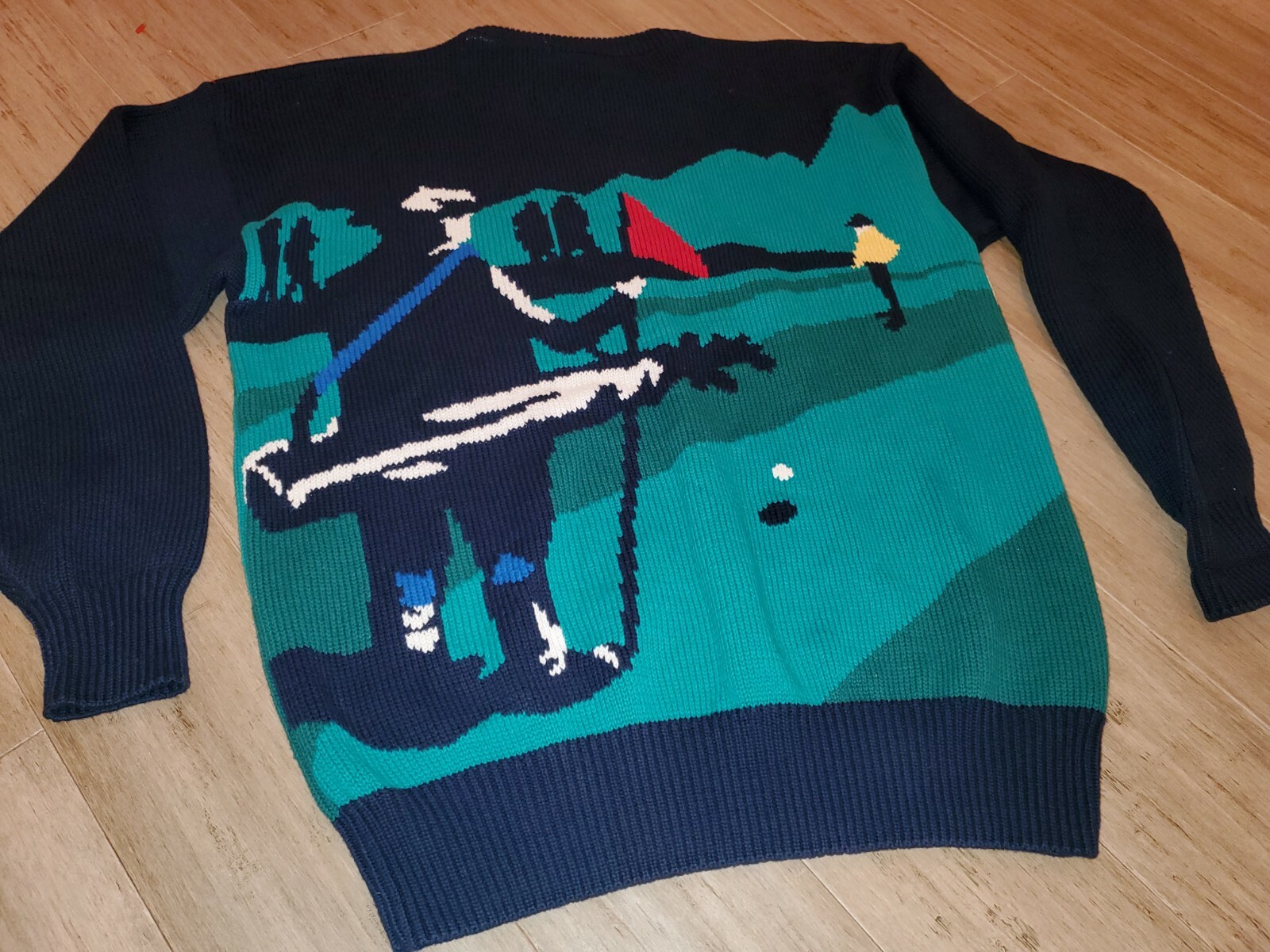 CF Hathaway Mens Golf Sweater Vintage 90s Hand Intarsia Knit Large eBay