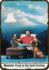 1974 RAINIER BEER & 70's Man & Mt. Goat Vntge-Look DECORATIVE REPLICA METAL SIGN