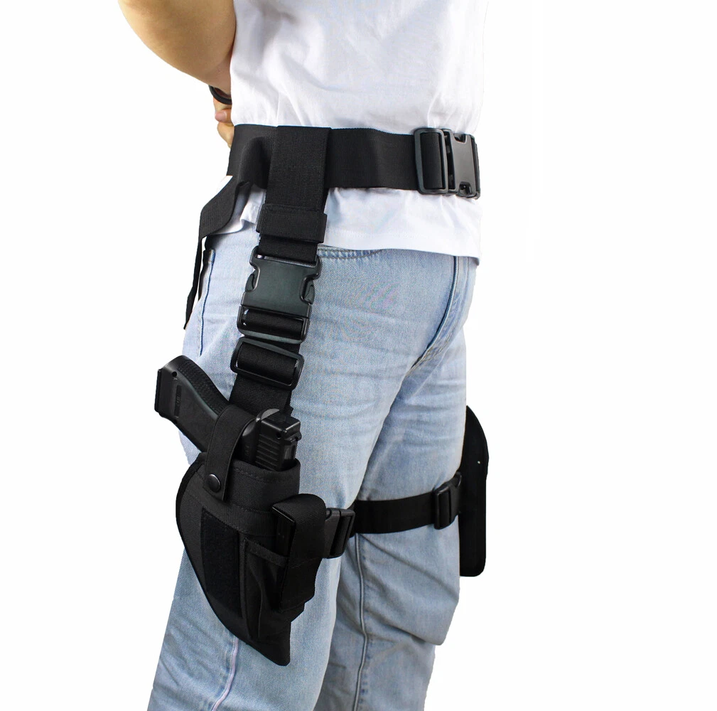 Tactical Pistol Drop Leg Thigh Holster Mag Pouch Right Hand