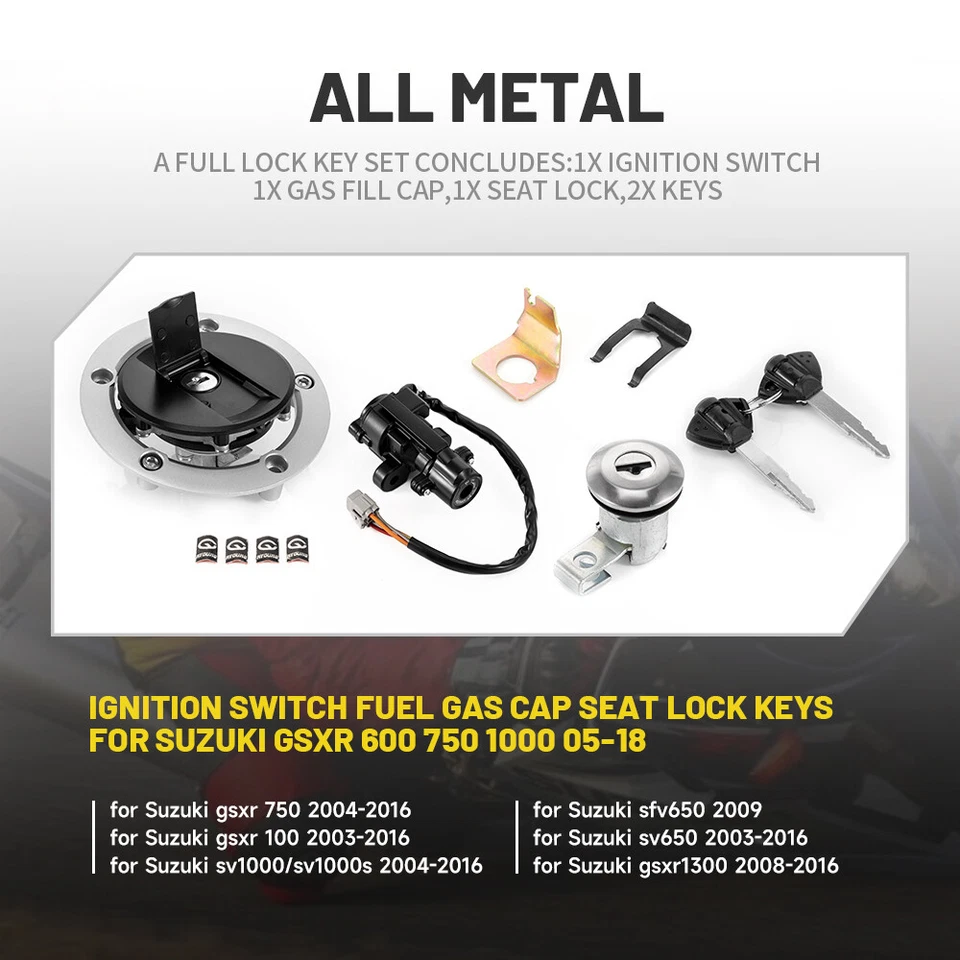 Ignition Switch Fuel Gas Cap Seat Lock Keys For Suzuki GSXR600 GSXR1000 04-16 - Изображение 4 из 4