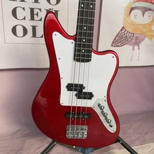 Jaguar 4 String Red PB Electric Bass Guitar White Pickguard Rosewood Fretboard