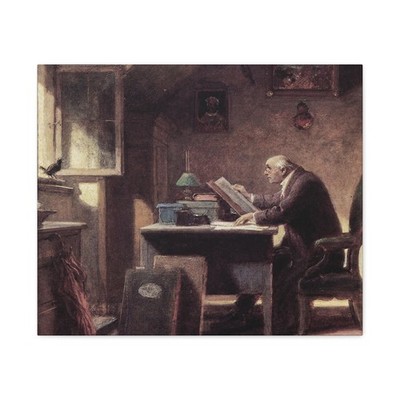 Carl Spitzweg (1808-1885) A Visit c1855 - Canvas Wall Art