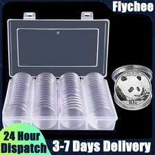 60Pcs - 40 mm Clear Plastic Coin Capsules Coin Case Holder Storage Container US