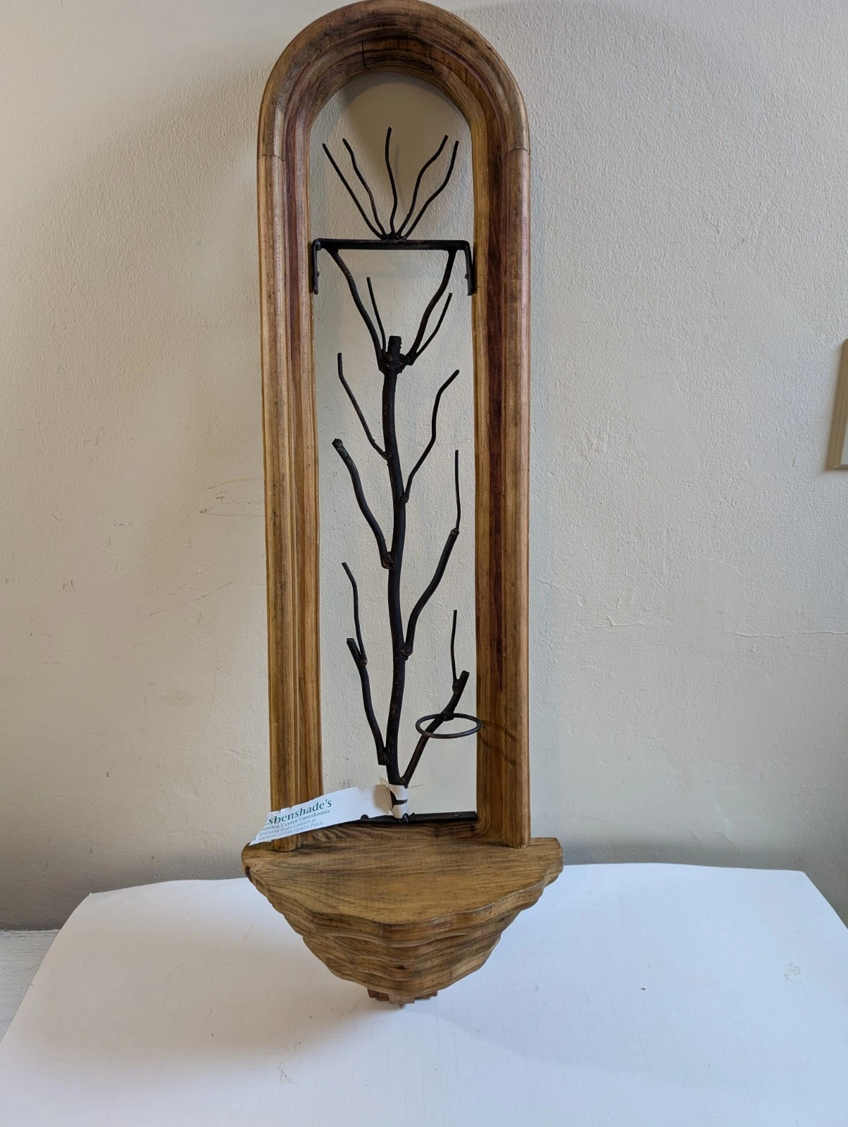 NOS Wood And Iron Art Deco Tree Wall Hanging Display Shelf 29.5"X9.5"X5.75"