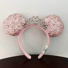 Disney Parks Sequin Tiara Crown Princess Headband Minnie Mickey Mouse Ear NWT