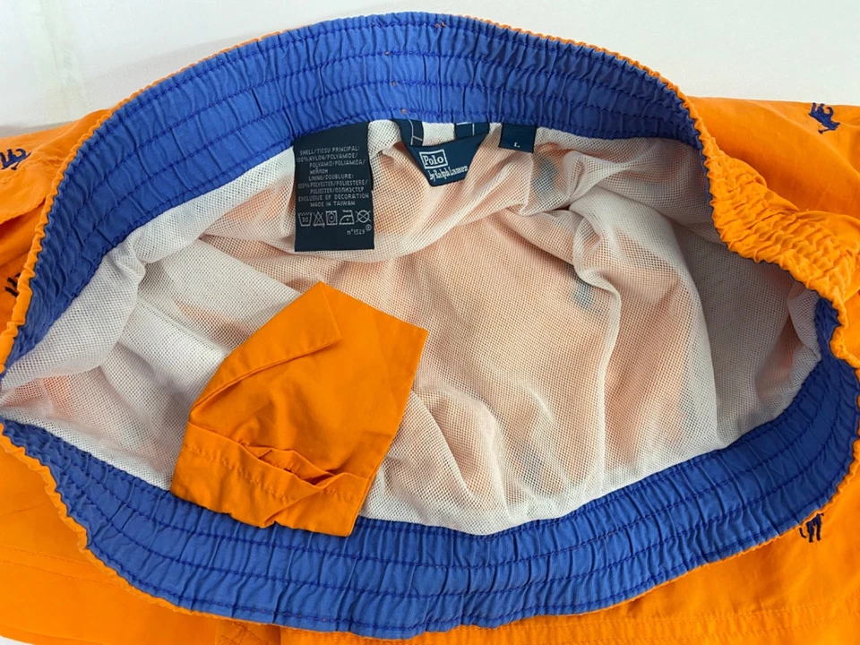 Ralph Lauren Swim shorts mens L Orange Navy Pony embroidered 698 - Image 4 of 4