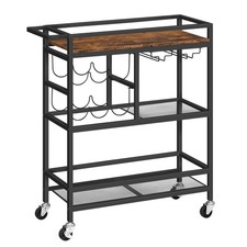 Bar Cart for Home, 3-Tier Serving Cart with Wheels and Handle, Beverage Cart ...