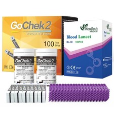 MicroTech Blood Glucose Test Strips  Lancets, 180d Opening 100 Count, Non