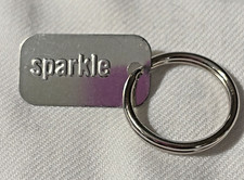 Sparkle Dog Tag Key Ring Light weight thin Metal Keychain