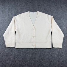 Uniqlo U Cardigan Kids 150 Cream Off-White Knit V-Neck Raglan Sweater 441430