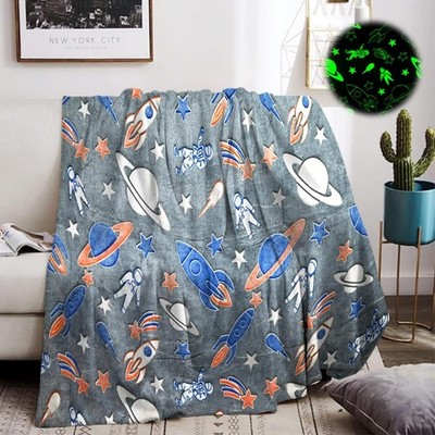 Leuchtende Kuscheldecke Kinder Einhorn/Dinosaurier/Weltraum, Warme Decke, Fla...