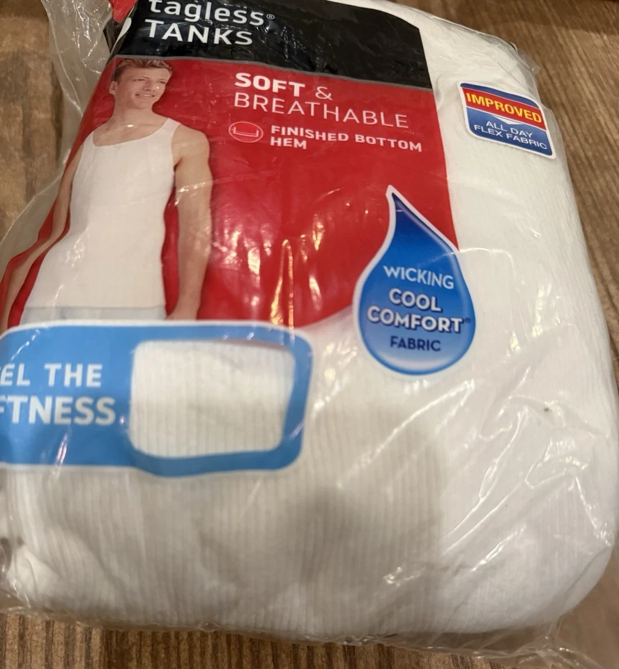 Hanes Tagless Tanks 3 Pack White 3XL 54-56" 100% Cotton - A0096 - Image 4 of 4