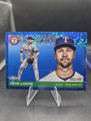 2025 Topps Chrome Platinum Anniversary Jacob DeGrom #112 Blue Mini-Diamond /199
