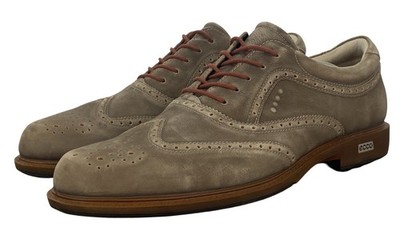 Ecco Tour Hybrid Wingtip Spikeless Golf Shoes Mens 11 US 45 EU Henna Brown Suede