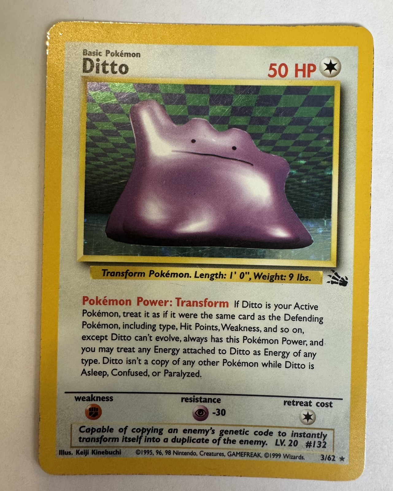 Pokemon Ditto 3/62 Fossil Holo Rare LP