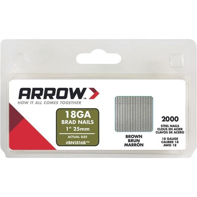 Arrow BN1816BCS 18-Gauge Steel Brad Nails for Molding Cabinets Framing Trim a...