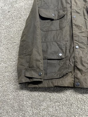 British Millerain Field Coat Mens M Brown Waxed Canvas Hooded