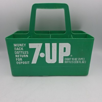 7-Up Plastic Money Back Returnable 8 Pack Soda Bottle Carton 16 Oz. Return
