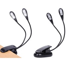 2Pack Double Head Clip On Light Book Reading Lamp for Musician Piano Music Sheet