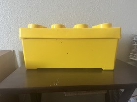 Classic Lego Lot in Yellow Lego Shaped Box/Bin of Assorted Legos  