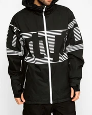 THIRTY/TWO Mens Lowdown Snowboard Jacket-Black Nylon-Lge Graphic Logo-Size L-EUC