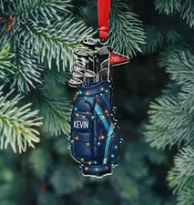Personalized Golf Bag Ornament, Name Golf Lover Christmas Ornament 2025 3.5inch