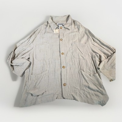 90s Cafe Unique Mens Casual Button up Shirt Cream Tan sz Medium NWT (A26)