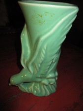 Vtg Morton Bird of Paradise Pale Mint Green Vase Planter 7 1/4