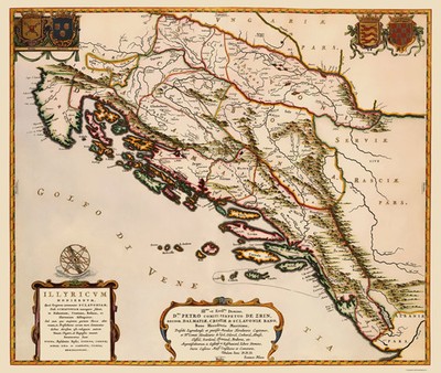Historic Map - Balkan Peninsula West - Blaeu 1663 - Vintage Wall Art