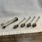 4 Gorham Sterling Silver Demitasse Spoons with  Enamel and matching Tongs 3”