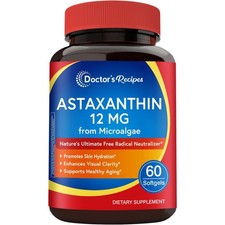 Astaxanthin 12Mg From Microalgae Max Strength Skin Eye Immune Support 60 Sgels