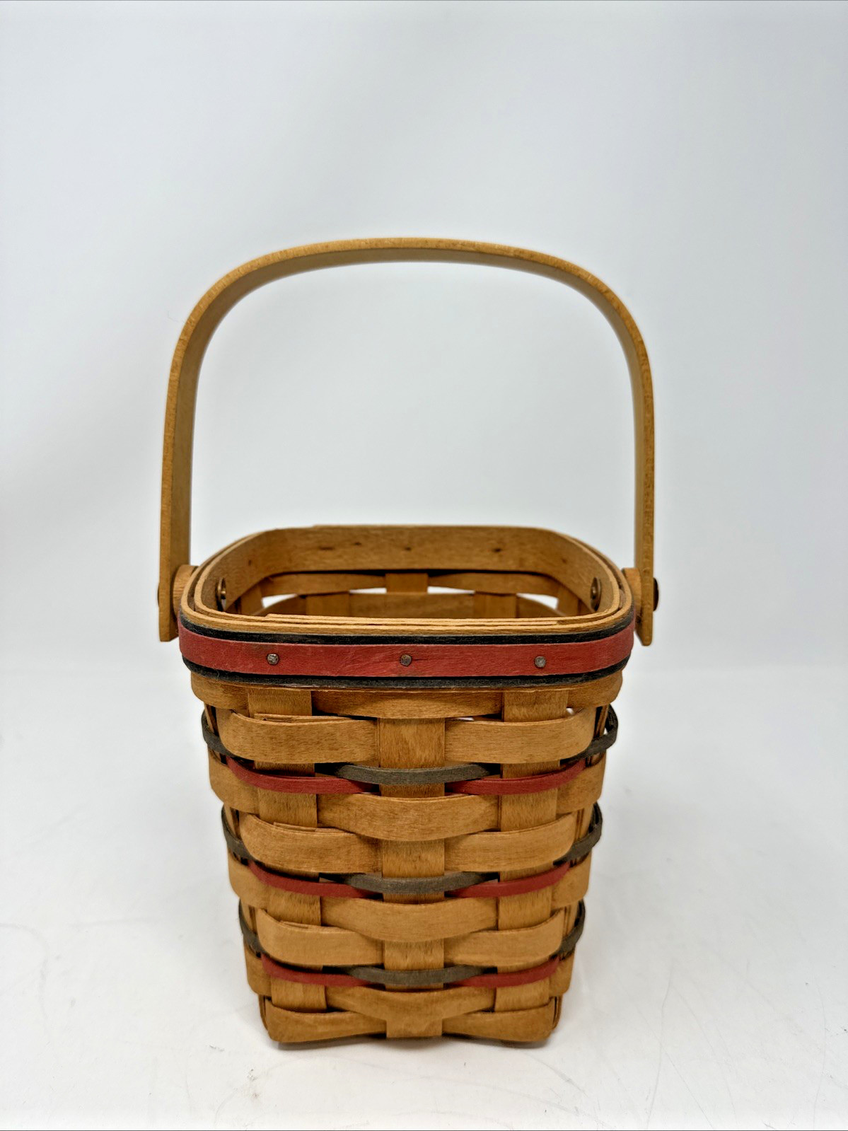 Longaberger 1995 All American Carry Along Basket Red Green Vtg Holiday Tall