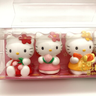 HELLOKITTY レア shell 2001年製 フルーツ レトロ 人気 Hello Kitty Fruit Doll Figure Set of 7 Sanrio 2002 Very Rare