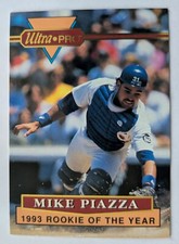 MIKE PIAZZA, 1994 REMBRANDT ULTRA PRO PROMO CARD #2, 1993 ROOKIE OF THE YEAR. rookie card picture