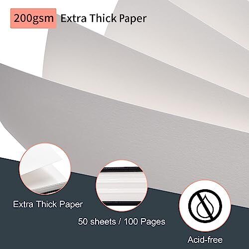 A4 Sketchbook, Hardcover Sketch Book with 200GSM Thick Paper Spiral Bound Sketch - Picture 10 of 10