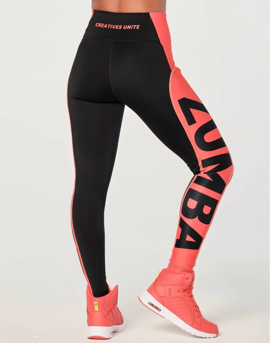 Zumba Creatives Unite High Waisted Ankle Leggings Bold Black