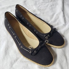 Salvatore Ferragamo Black Canvas Espadrilles Slip On Ballet Flats 6 B New