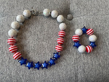 Red/White/Blue Little Girls Beaded Necklace/Bracelet Set