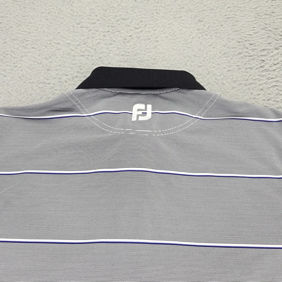 Camisa polo de golf FJ Footjoy para hombre mediana negra a rayas manga corta al aire libre Foto 4 de 4