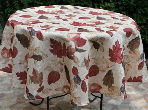 Tischdecke Herbst Blätter Läufer Kissen Creme-bunt Blätterdruck Leinenoptik 1572 - Bild 22 von 37