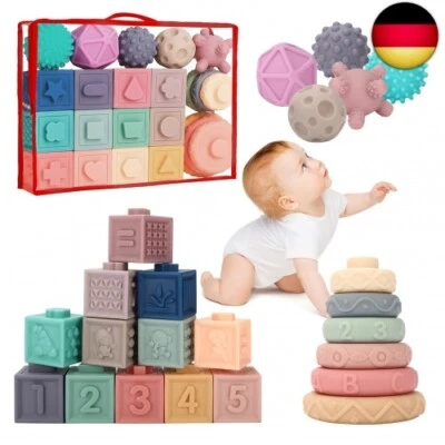 vvhippo Weich Baby Bausteine, Motorikspielzeug Stapelwürfel Bauklötze, S