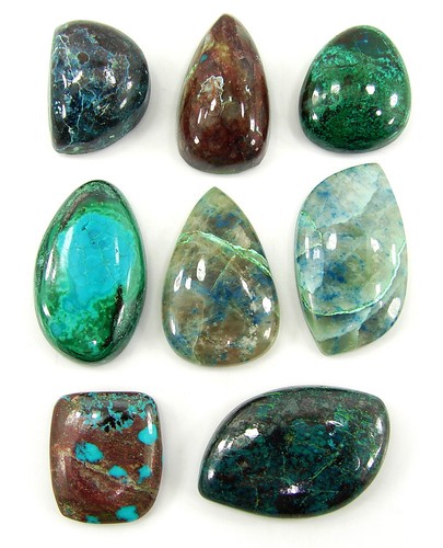96.50 Ct Natural Blue Shattuckite Gemstone 12-21 mm Cabochon 8 Pcs Lot - 63912 - 第 1/5 張圖片