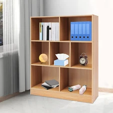 Density Board Bookcase, Bookcase with 7 Compartments, Floor-standing Bookcase
