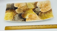 Vintage Hand Made in Italy Fall Leaves Oblong Serving Dish 15 x 7