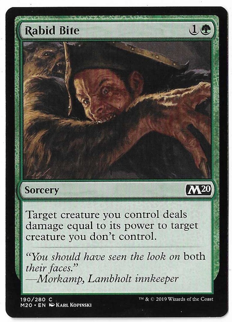 MTG Rabid Bite Core Set 2020 (M20) Common Magic Card #190/280 Unplayed